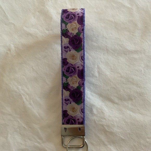 Lilac Purple Key Fob Wristlet Keychain Cane strap handmade Coastal Grandmother - Picture 2 of 3